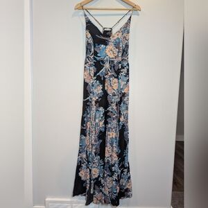 Free People Intimately Women's Size S Black and Blue Floral Boho Maxi Dress